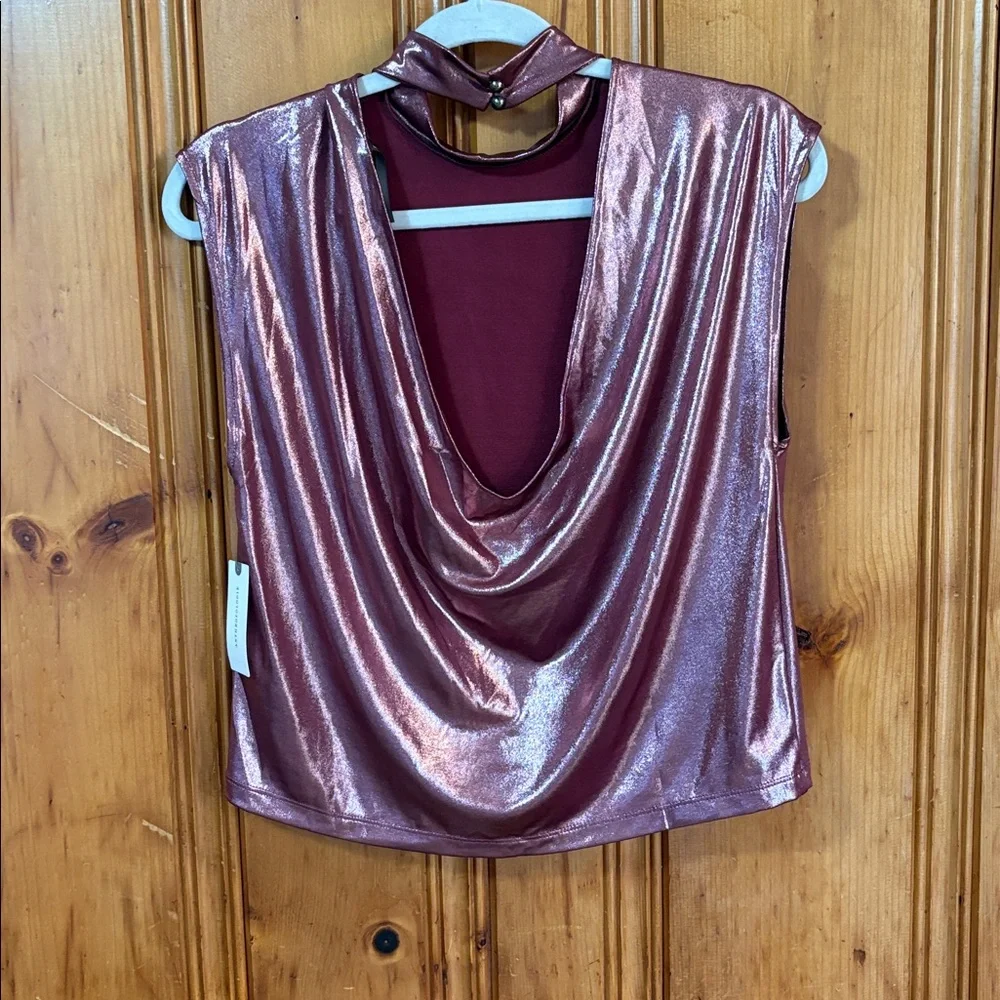 By Anthropologie Cowl-Neck Liquid Shine Top - Size XS - Picture 10 of 12